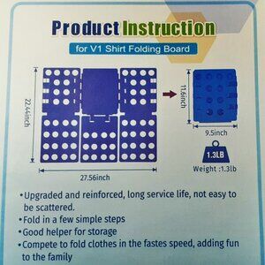 NEW!! Sealegend V1 Shirt Folding Board Clothes Folder Durable Plastic-Color Blue